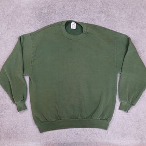 Vintage Jerzees Sweatshirt Men's XL Green Crewneck Blank USA Made 90's Faded